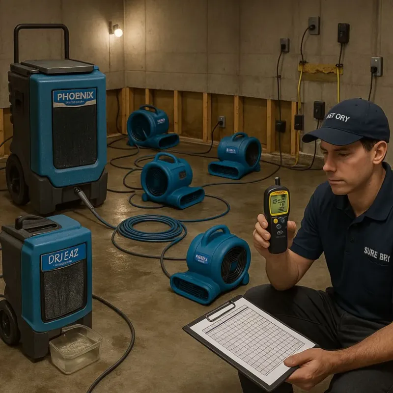 Structural Drying and Dehumidification process in South Temple, PA